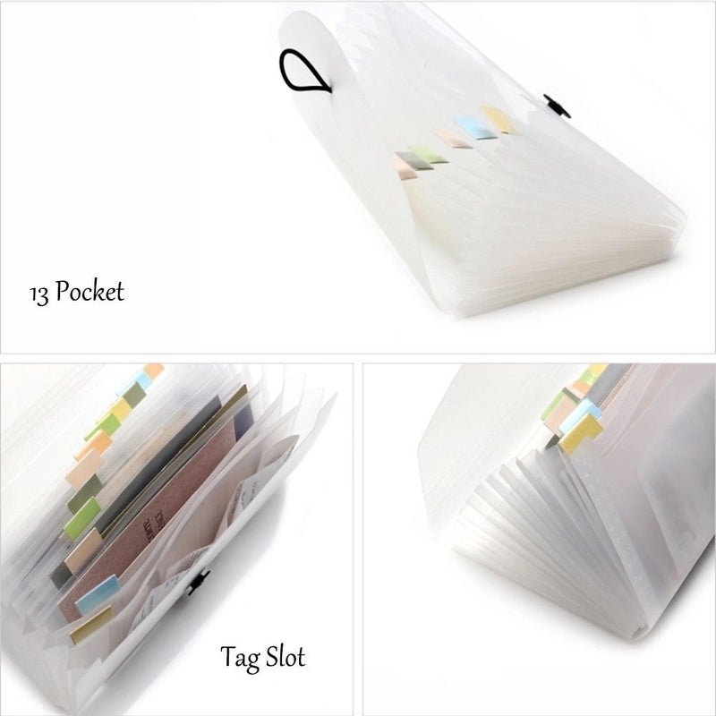 Oak-Pine 13 Pocket Receipt Folder, Khaki Translucent, Plastic, 10.24 x 5.31 x 1.18 in - Image 3